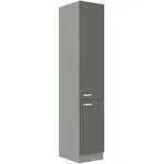Vysoká potravinová skříňka 40 DK-210 2F Barva korpusu: Šedá, Barva dvířek: Šedý lesk (Šedá)