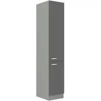 Vysoká potravinová skříňka 40 DK-210 2F Barva korpusu: Šedá, Barva dvířek: Šedý lesk (Šedá)
