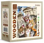 Dřevěné puzzle Koťata v Londýně (200 dílků)