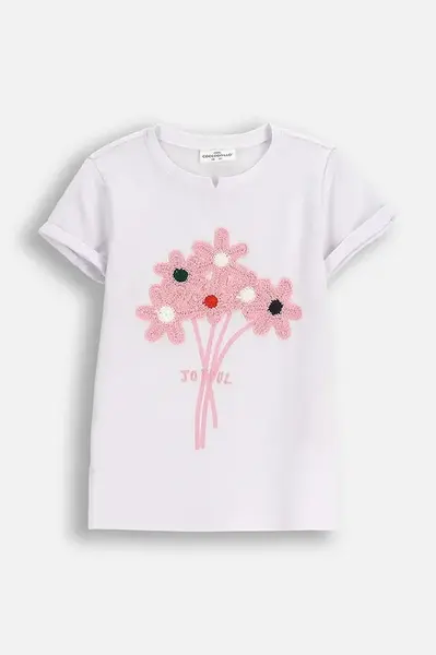 Dětské bavlněné tričko Coccodrillo bílá barva, FROSTING PUDDLE GIRL KIDS