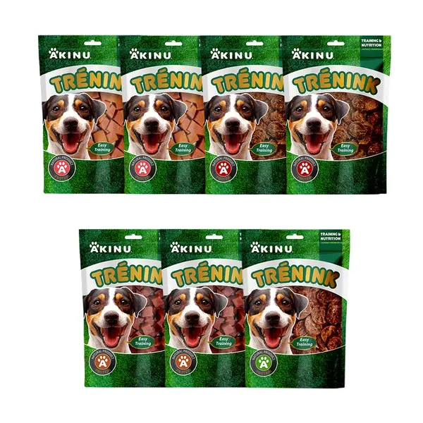 Akinu Trénink Hovězí & jehněčí & kachní & lososové pamlsek pro psy 7 balení 120 g