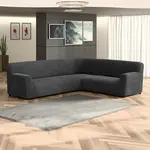 Bielastické potahy COSTINA antracit rohová sedačka (š. 350 - 530 cm)