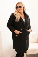 Kesi Włoski Dámský kabát Plus Size z umělého beránka s kapsami černý