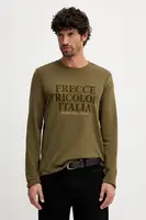 Bavlněné tričko s dlouhým rukávem Aeronautica Militare zelená barva, s potiskem, TS2469UJ00703