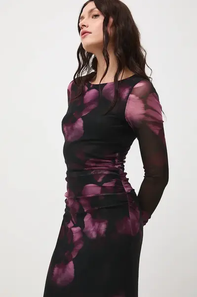 Šaty Medicine černá barva, midi, přiléhavé