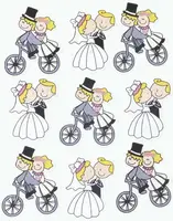 Dřevěné ozdoby 3-3,3cm - 9ks, ženich,nevěsta kolo