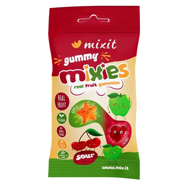 MIXIT Gummy Mixies - Jablko & čerešňa - prírodné želé cukríky 35 g