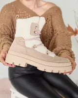 Resti Light brown women's trapper boots with sheepskin Getatsa