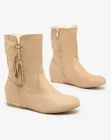 Resti Beige eco-suede boots with a hidden anchor Lovely
