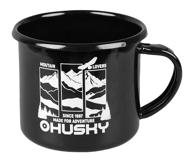 Husky  Plechový hrnček hory-černý Hrnček