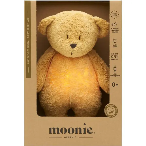 Moonie Bear 2.0 Organic Honey uspávačik s melódiou 1 ks