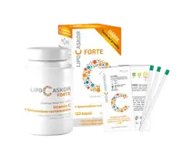 LIPO C ASCOR Forte vitamín C s lipozomálnym vstrebávaním testovacie prúžky 4 ks + 120 kapslí