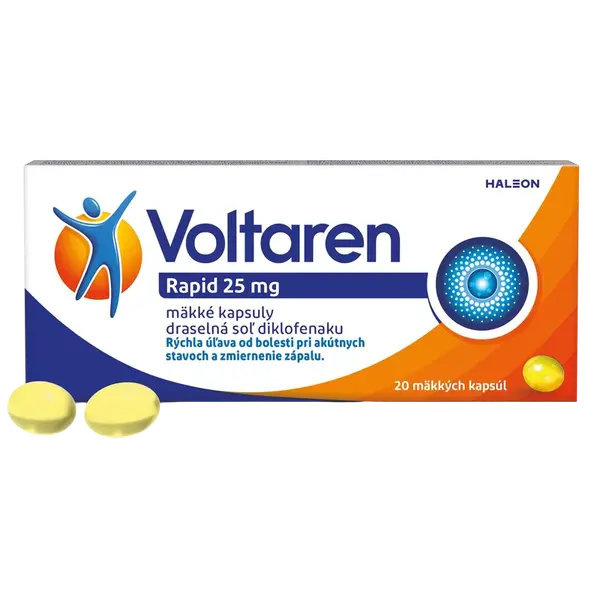 VOLTAREN Rapid 25 mg mäkké kapsuly pre rýchlu uľavu od bolesti s protizápalovým účinkom 20 mäkkých kapsúl