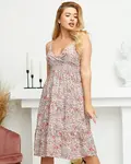 Resti Pink and green women's summer dress with flowers - Clothing