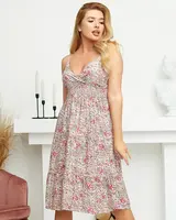 Resti Pink and green women's summer dress with flowers - Clothing
