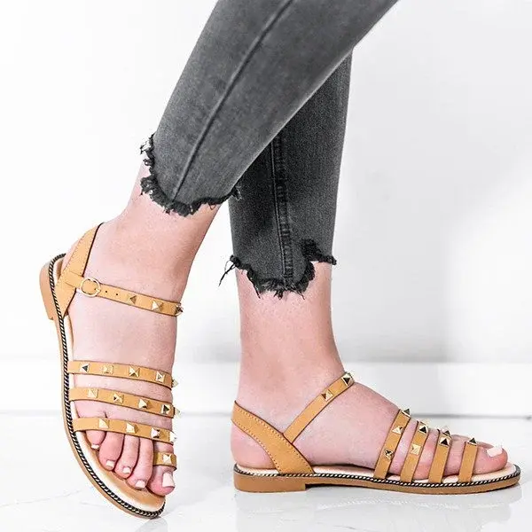 Resti Beige sandals with gold studs Sokoto - Footwear