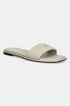 Kožené šľapky Calvin Klein FLAT SANDAL SQUARE HF LTH