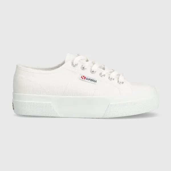 Tenisky Superga 2740 PLATFORM dámske, biela farba, S21384W
