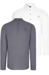 DOUBLE SET G783 DEWBERRY JUDGE COLLAR SHIRT-WHITE-ANTHRACITE