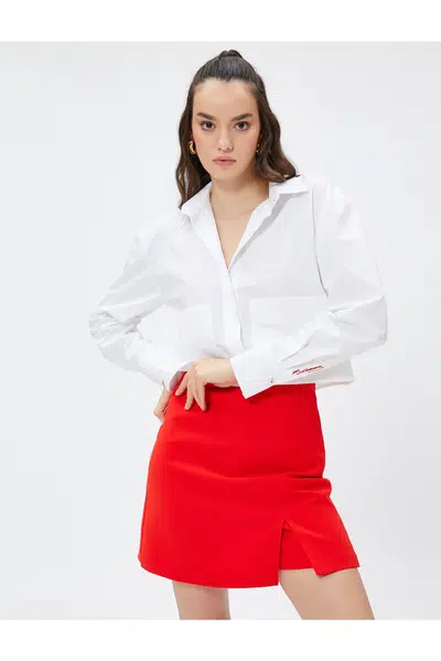 Koton Crop Košeľa s vreckom a dlhými rukávmi