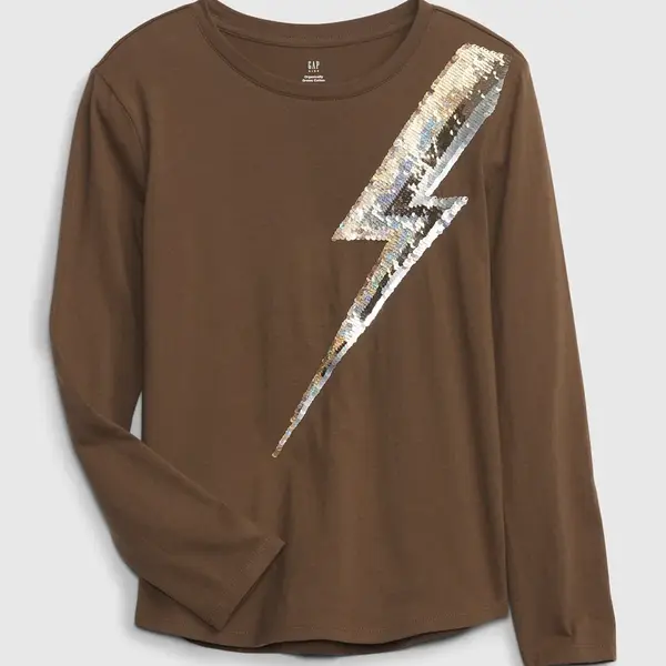 Hnedé dievčenské tričko organic blesk GAP