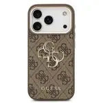 Zadní kryt Goess PU Leather 4G Metal Logo Gold Frame pro Apple iPhone 17 Pro, hnědá