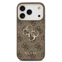 Zadní kryt Goess PU Leather 4G Metal Logo Gold Frame pro Apple iPhone 17 Pro, hnědá