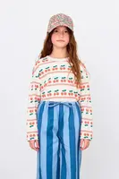 Detská bavlnená košeľa s dlhým rukávom Tinycottons CHERRY PATTERN RIB TEE