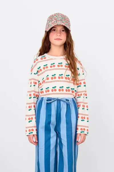 Detská bavlnená košeľa s dlhým rukávom Tinycottons CHERRY PATTERN RIB TEE