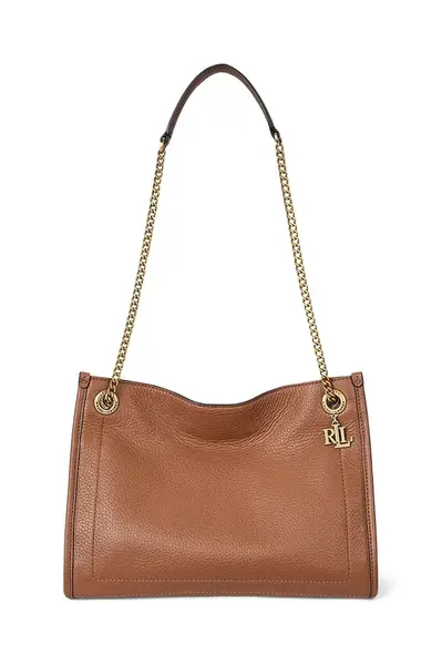 Kožená kabelka Lauren Ralph Lauren hnědá barva, 431980173