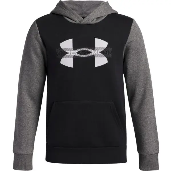 Under Armour RIVAL FLEECE COLORBLOCK Chlapčenská mikina, čierna, veľkosť XL