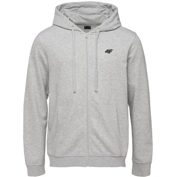 4F SWEATSHIRT FULL ZIP Pánska mikina, sivá, veľkosť