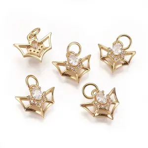 Brass Micro Pave Cubic Zirconia Charms