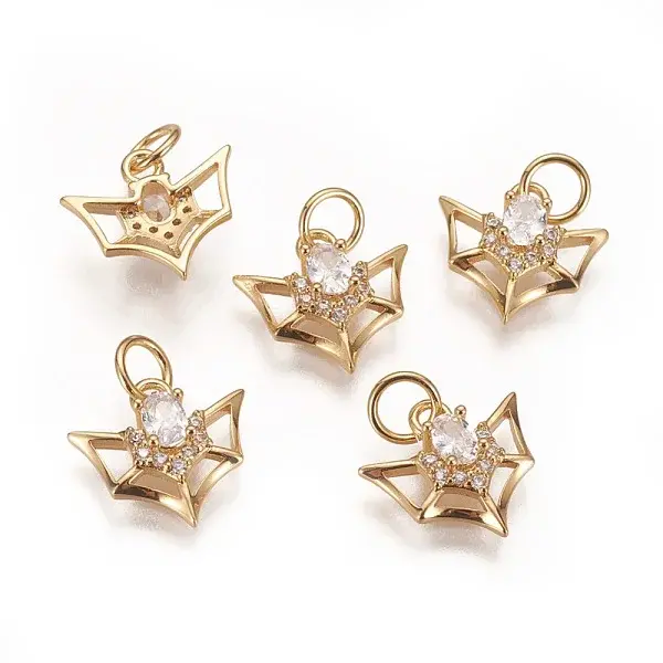 Brass Micro Pave Cubic Zirconia Charms
