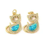 Brass Micro Pave Cubic Zirconia with Synthetic Opal Pendants