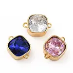 Square Brass Cubic Zirconia Connector Charms