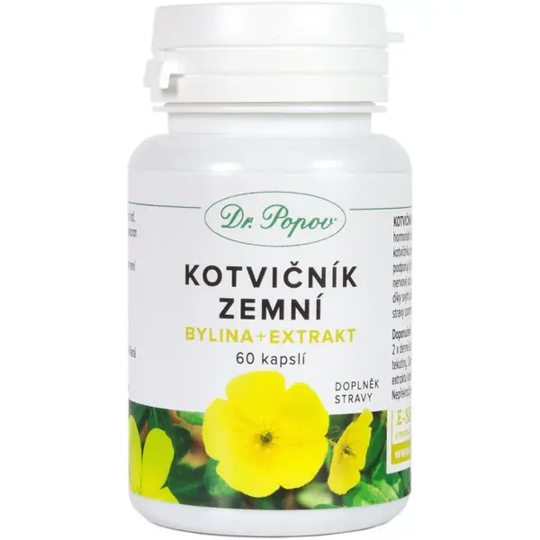 Dr. Popov Kotvičník zemní bylina + extrakt kapsle pro podporu správné hormonální činnosti 60 cps