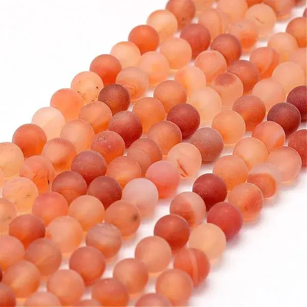 Frosted Natural Red Agate Beads Strands