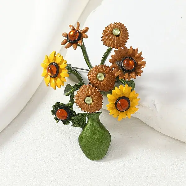 Sunflower Alloy Acrylic Brooches for Backpack Clothes