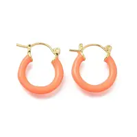 Brass Enamel Hoop Earrings for Women