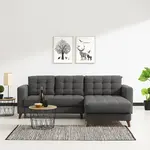 Rohová sedací souprava, rozkládací s úložným prostorem lungo - tmavě