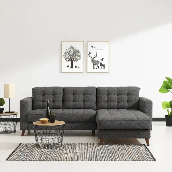 Rohová sedací souprava, rozkládací s úložným prostorem lungo - tmavě