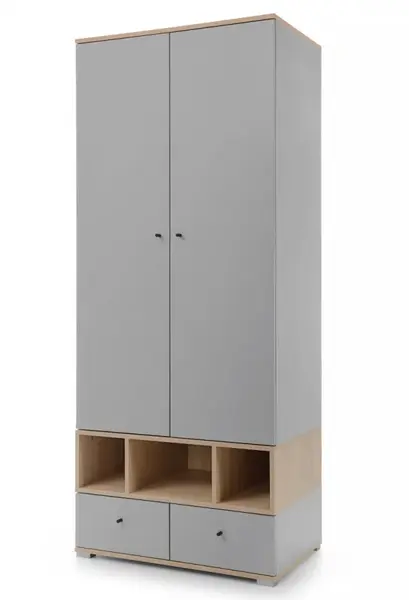 Šatní skříň baxter - šedá, dub biscuit