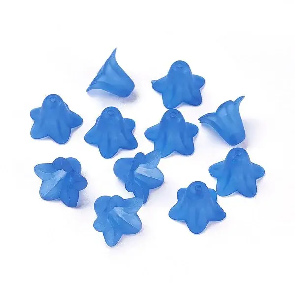 Blue Frosted Transparent Acrylic Flower Beads
