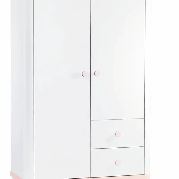Šatní skříň 2d flamenco - růžová/bílá
