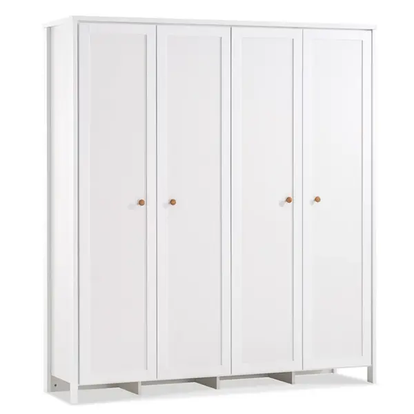 Čtyřdveřová šatní skříň paxton - bílá