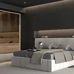 Luxusní ložnice 160 artemisia - dub tobacoo/béžová/šedá