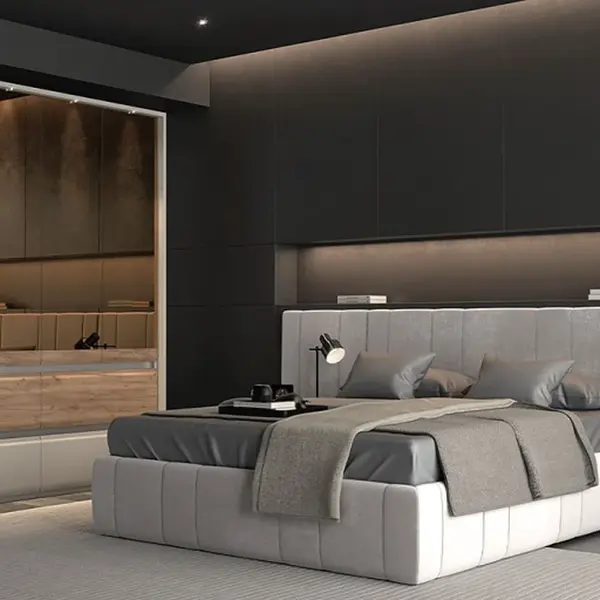 Luxusní ložnice 160 artemisia - dub tobacoo/béžová/šedá