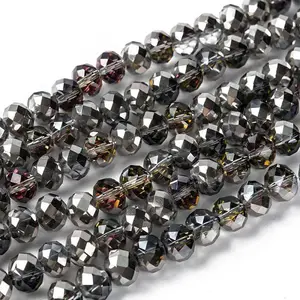Electroplate Glass Faceted Rondelle Beads Strands