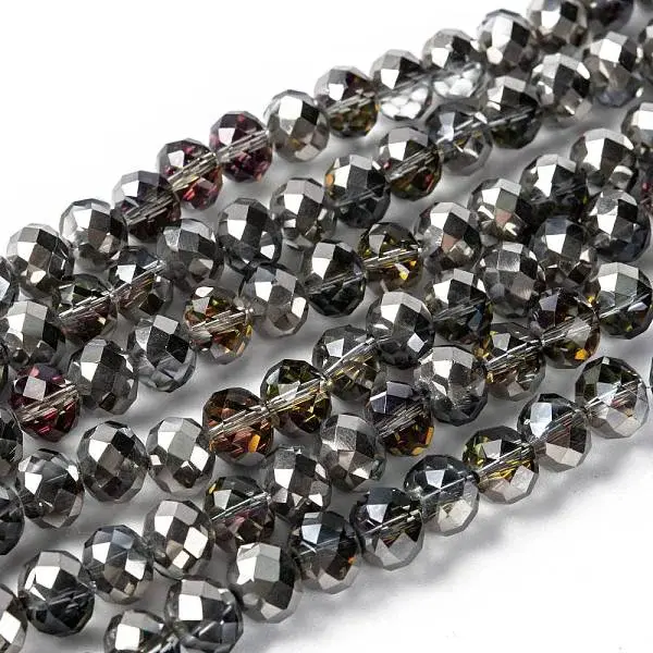 Electroplate Glass Faceted Rondelle Beads Strands